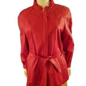 Vincent Confezioni In Pelle Mavco Italian Red Leather Jacket 44